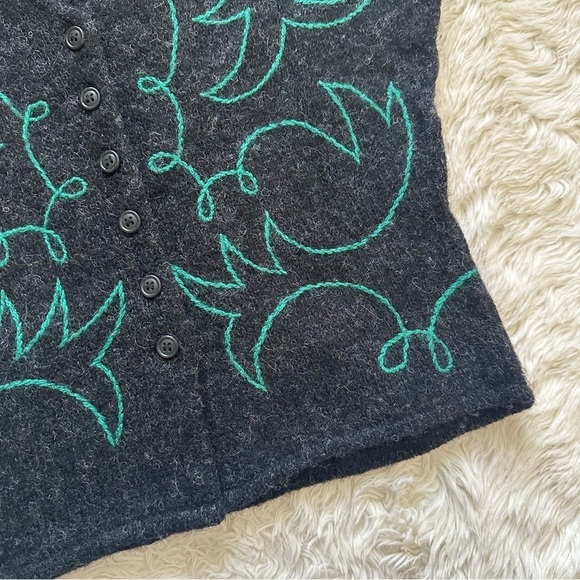 Vintage Sweater Vest InWear Design Kirsten Teisner 100% Shetland Wool Gray M - Picture 6 of 10